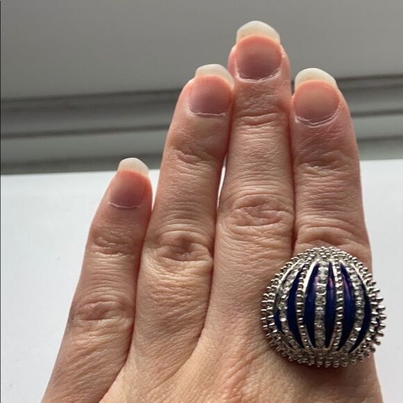 Adjustable rhinestone studded spike ring - Picture 15 of 15